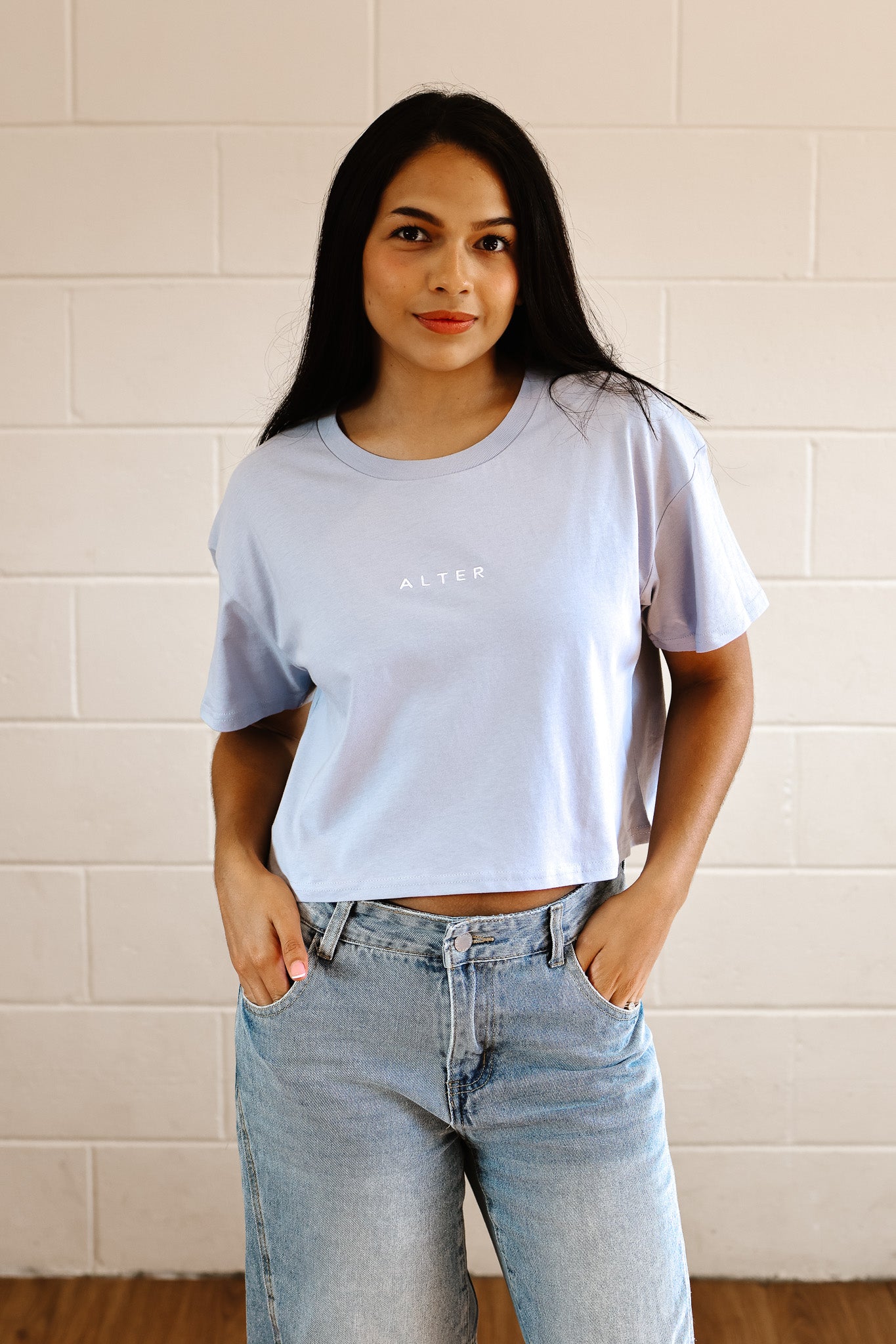 Womens Crop Tee - Sky Blue