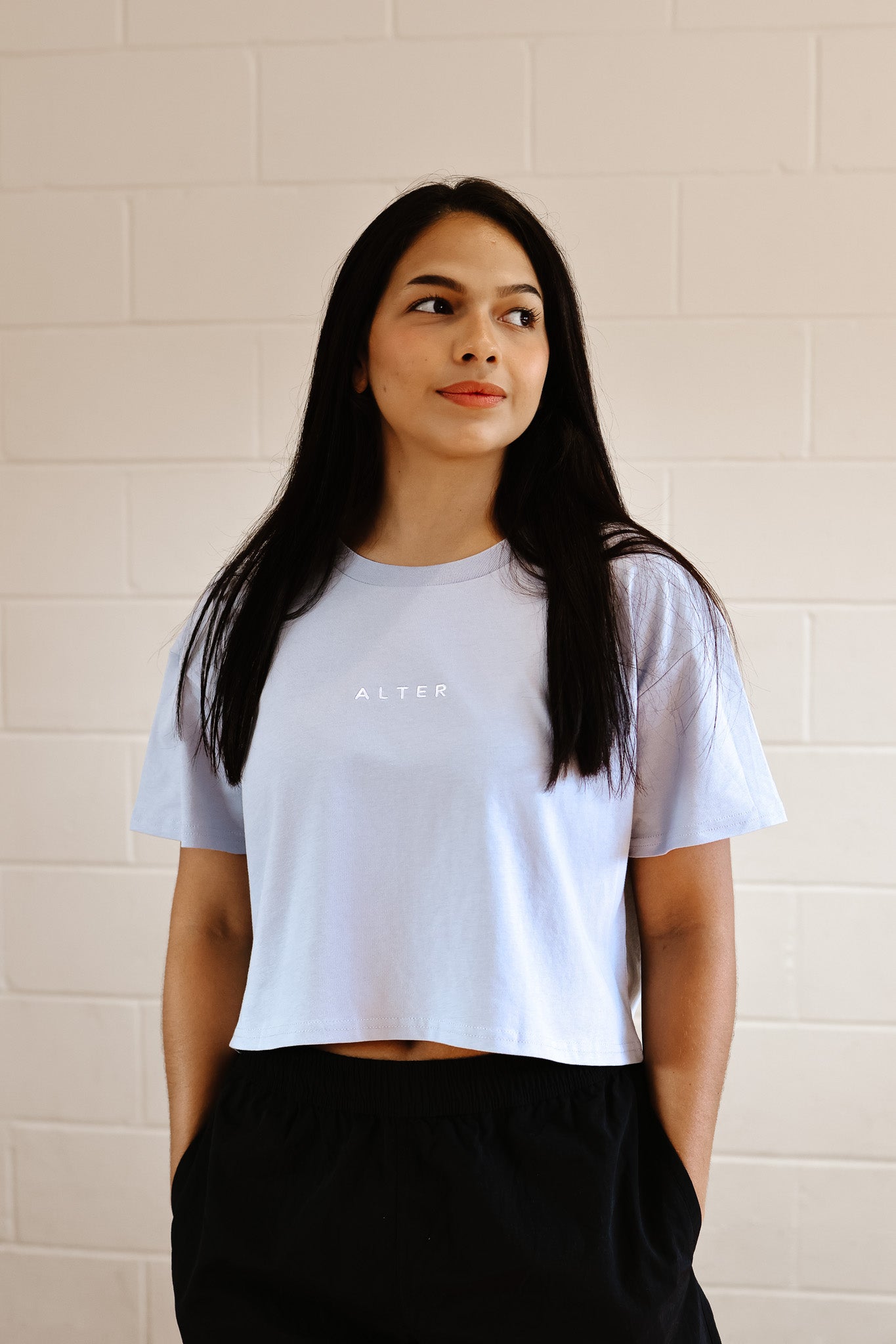 Womens Crop Tee - Sky Blue