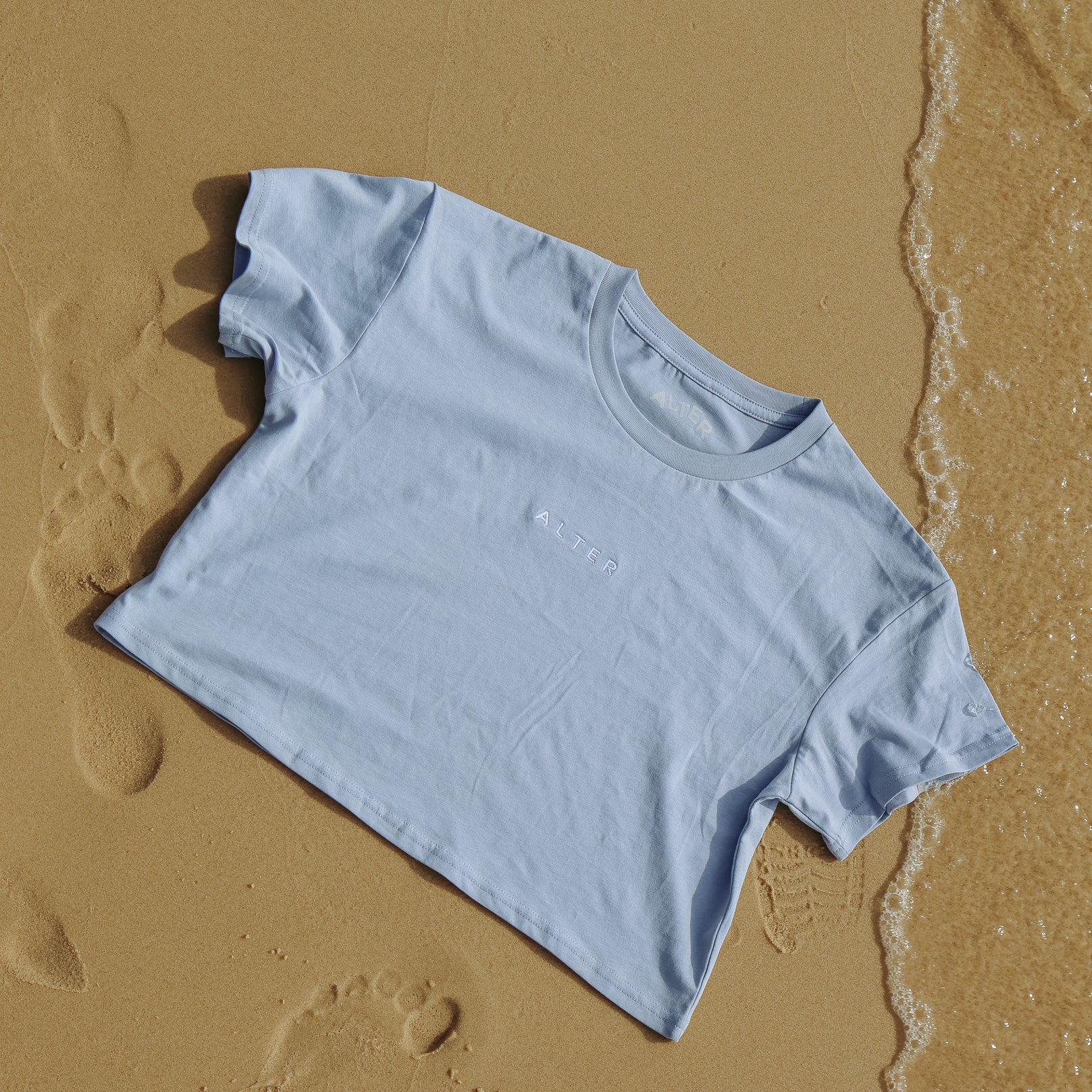 Womens Crop Tee - Sky Blue