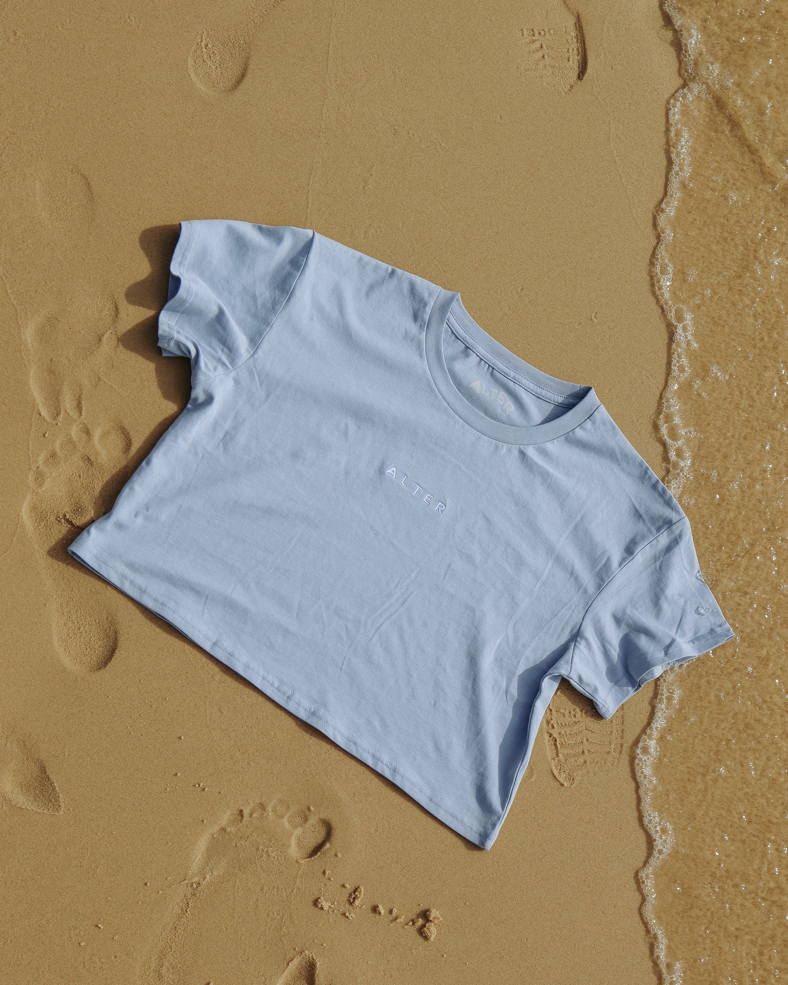 Womens Crop Tee - Sky Blue